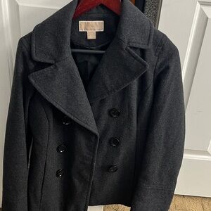 Michael Kors Dark Gray Double-Breasted Pea Coat